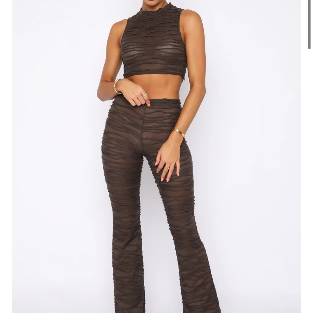 Pushing through Top & it’s Settled pants - White Fox Brown Set